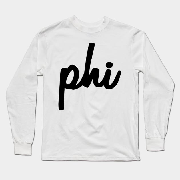 Phi Black Script Long Sleeve T-Shirt by lolosenese